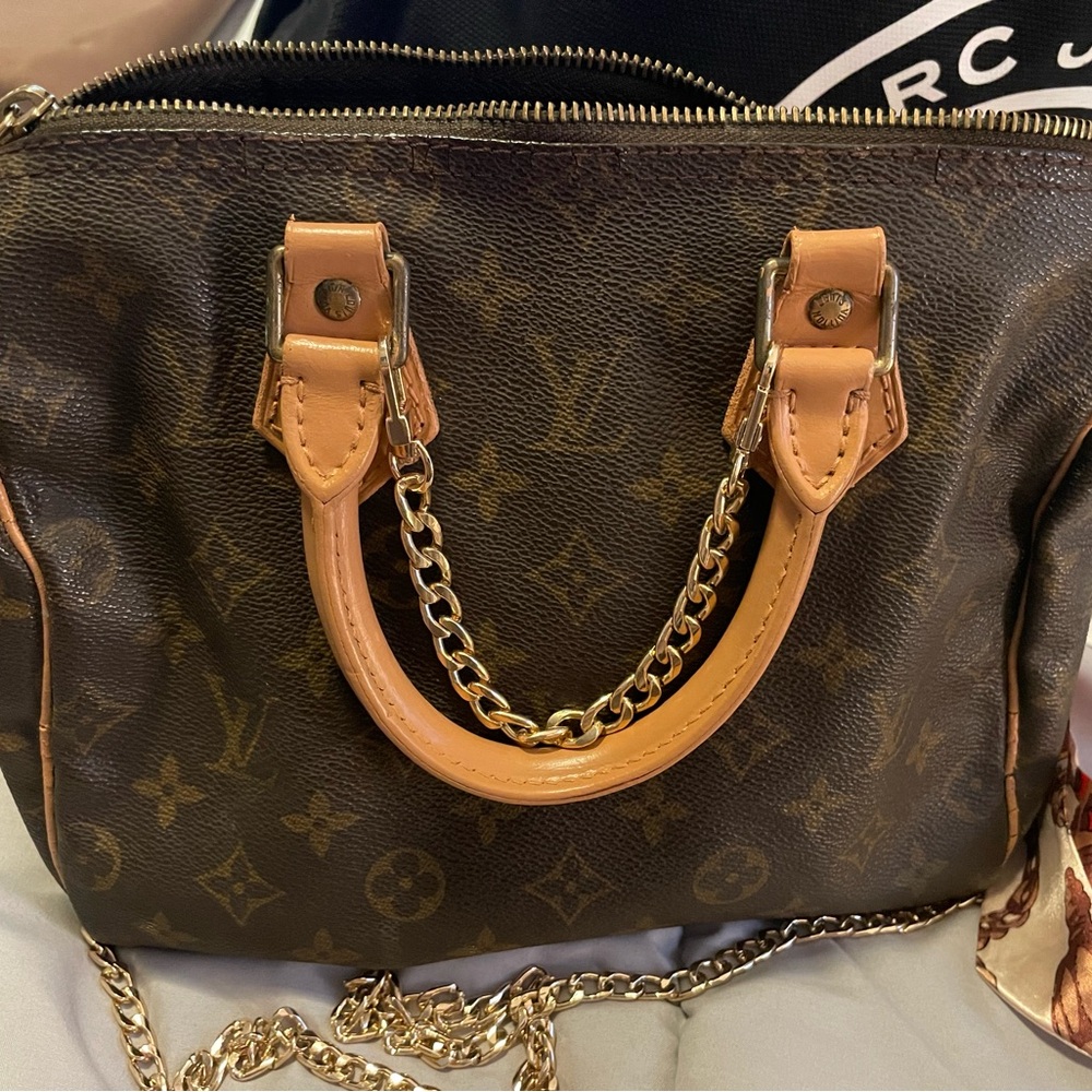 Louis Vuitton speedy 25 with added crossbody chain
